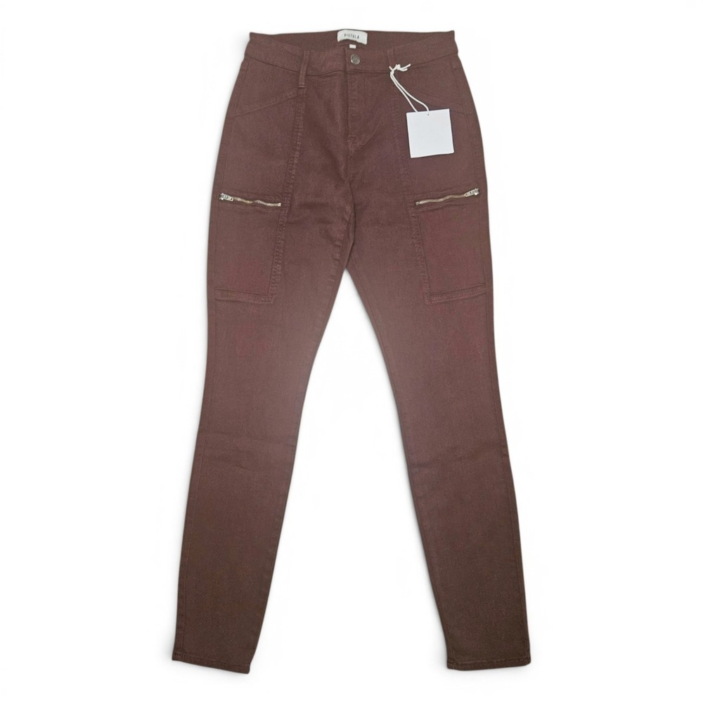 Pistola Pants Size 27 Maroon Skinny Stretchy Cargo Utility Moto Pockets Hannah - Picture 9 of 12